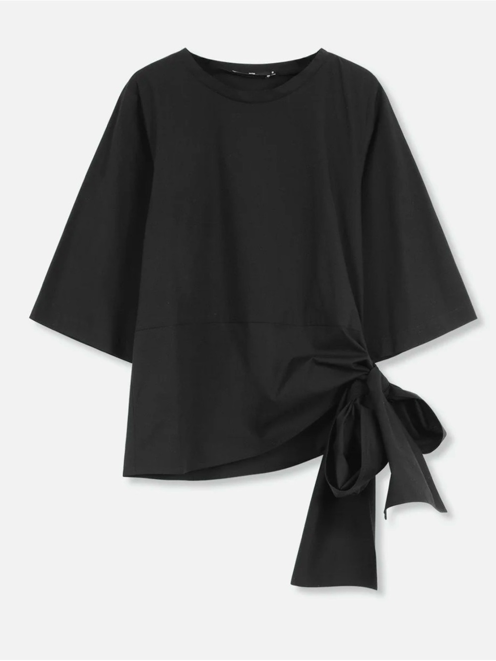 JARBO ELNORA TOP IN ITALIAN STRETCH COTTON, Size 2 (US 10-12) Black